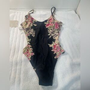 LA PERLA NWT black floral one-piece swimsuit - size 46/10